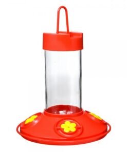 Dr. JB's 16 oz Clean Hummingbird Feeder - Red with Yellow Flowers
