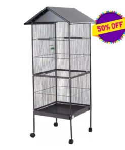Talis 61” Large Bird Cage with Roof and Lockable Casters Stainless Steel BirdCage for Parrots,